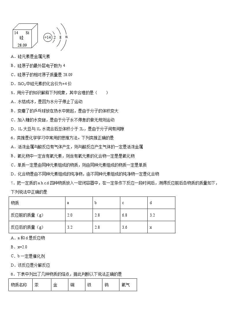2023-2024学年山东省冠县九年级化学第一学期期末统考模拟试题含答案02