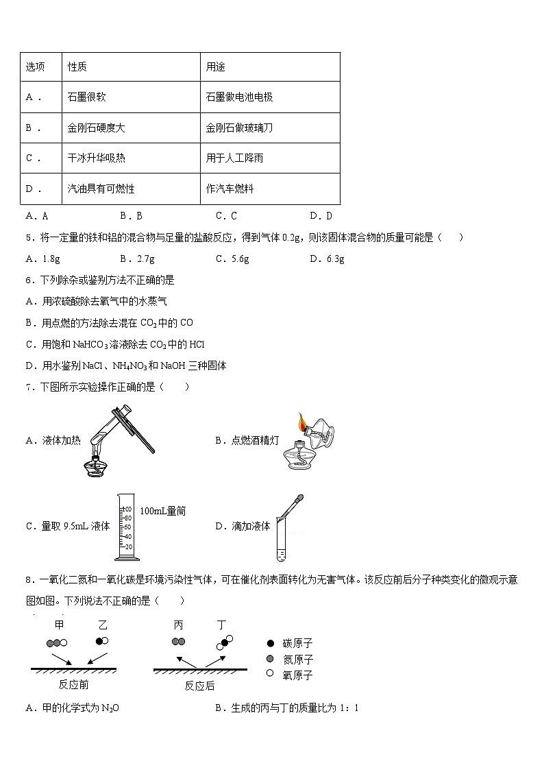 2023-2024学年山东省济宁市九年级化学第一学期期末综合测试模拟试题含答案第2页