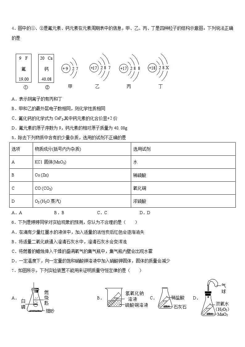 2023-2024学年山东省曲阜市化学九上期末联考模拟试题含答案第2页