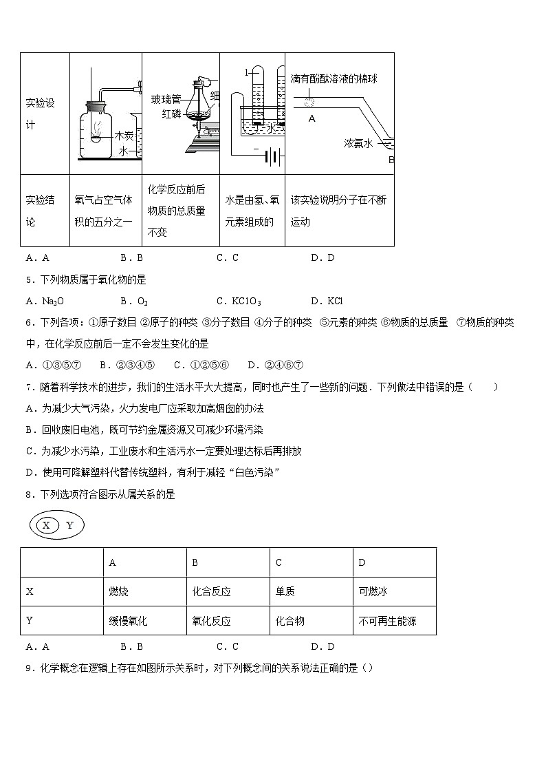 2023-2024学年山东省枣庄市第七中学化学九上期末达标测试试题含答案02