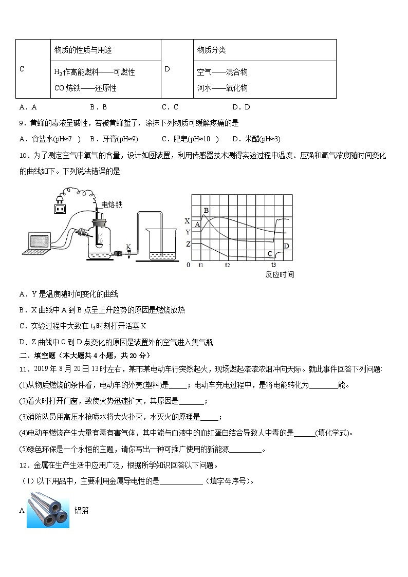 2023-2024学年山东省鄄城县联考九上化学期末综合测试模拟试题含答案第3页