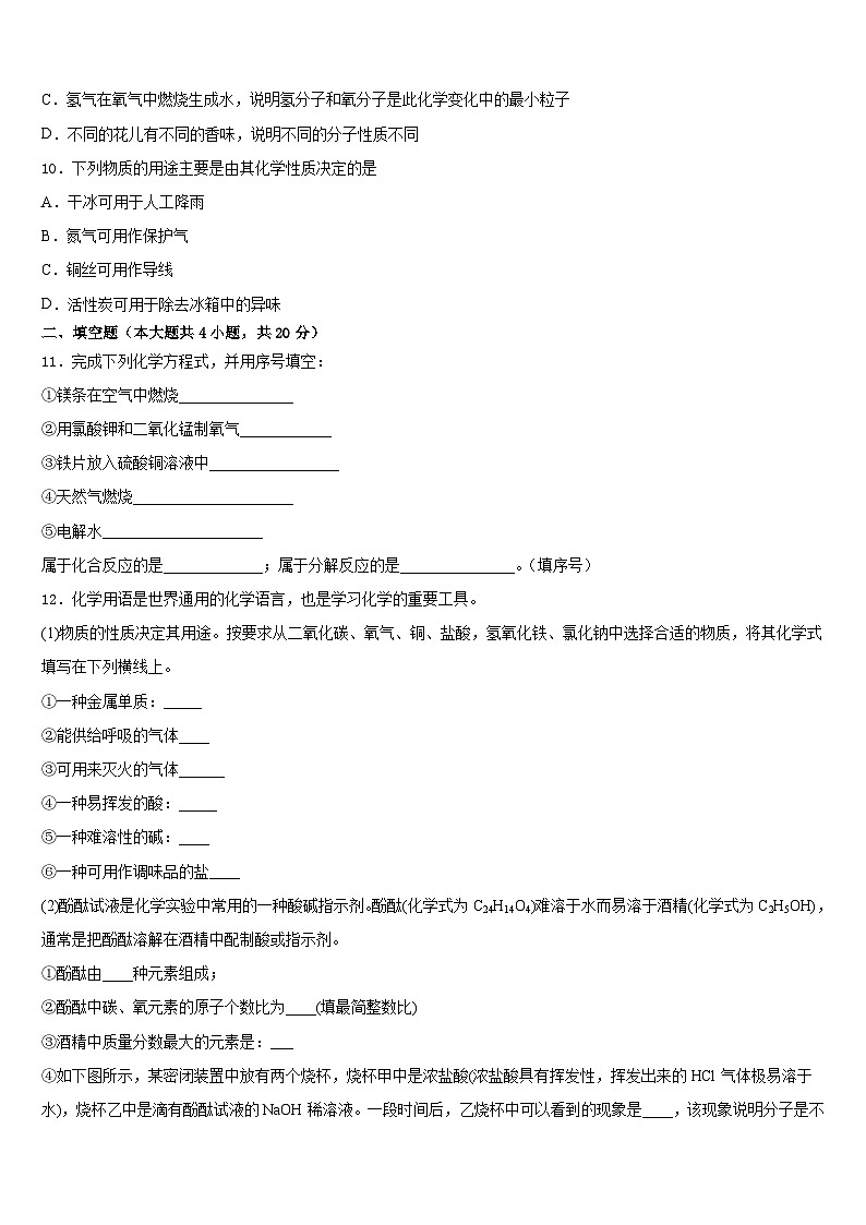 2023-2024学年山东省青岛市西海岸新区6中九上化学期末质量检测模拟试题含答案03