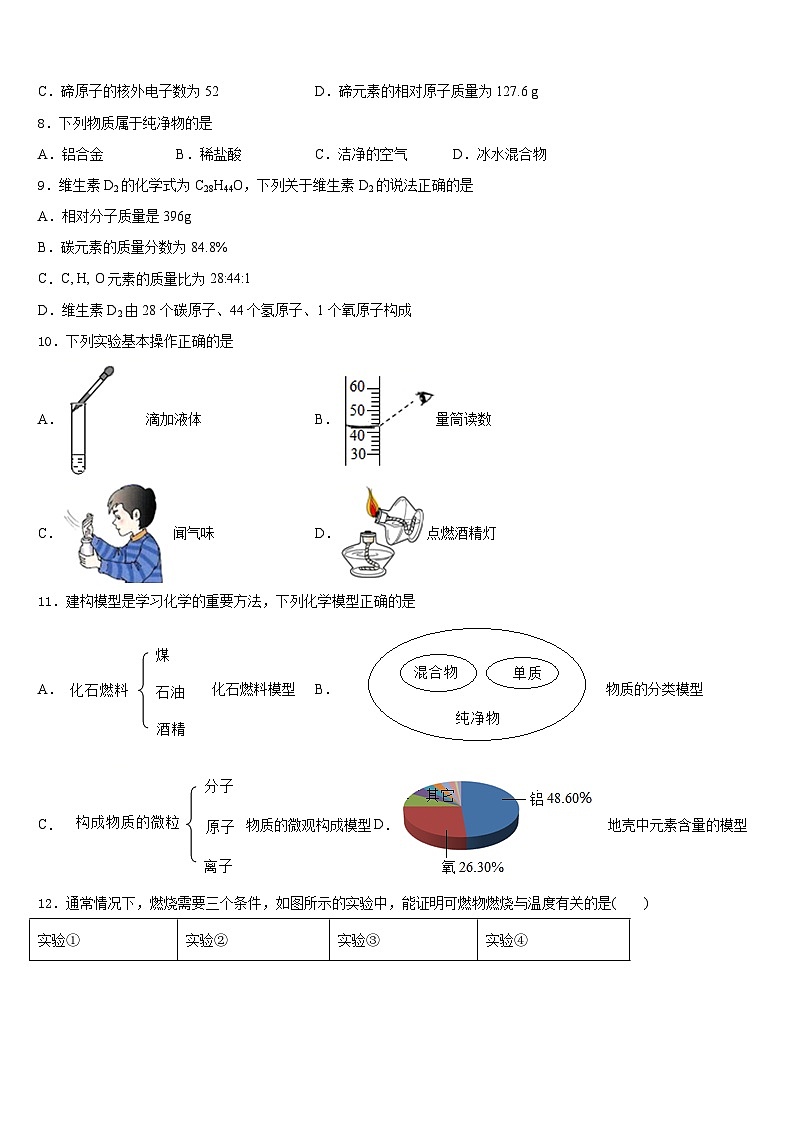 2023-2024学年山西省孝义市化学九年级第一学期期末教学质量检测试题含答案第3页