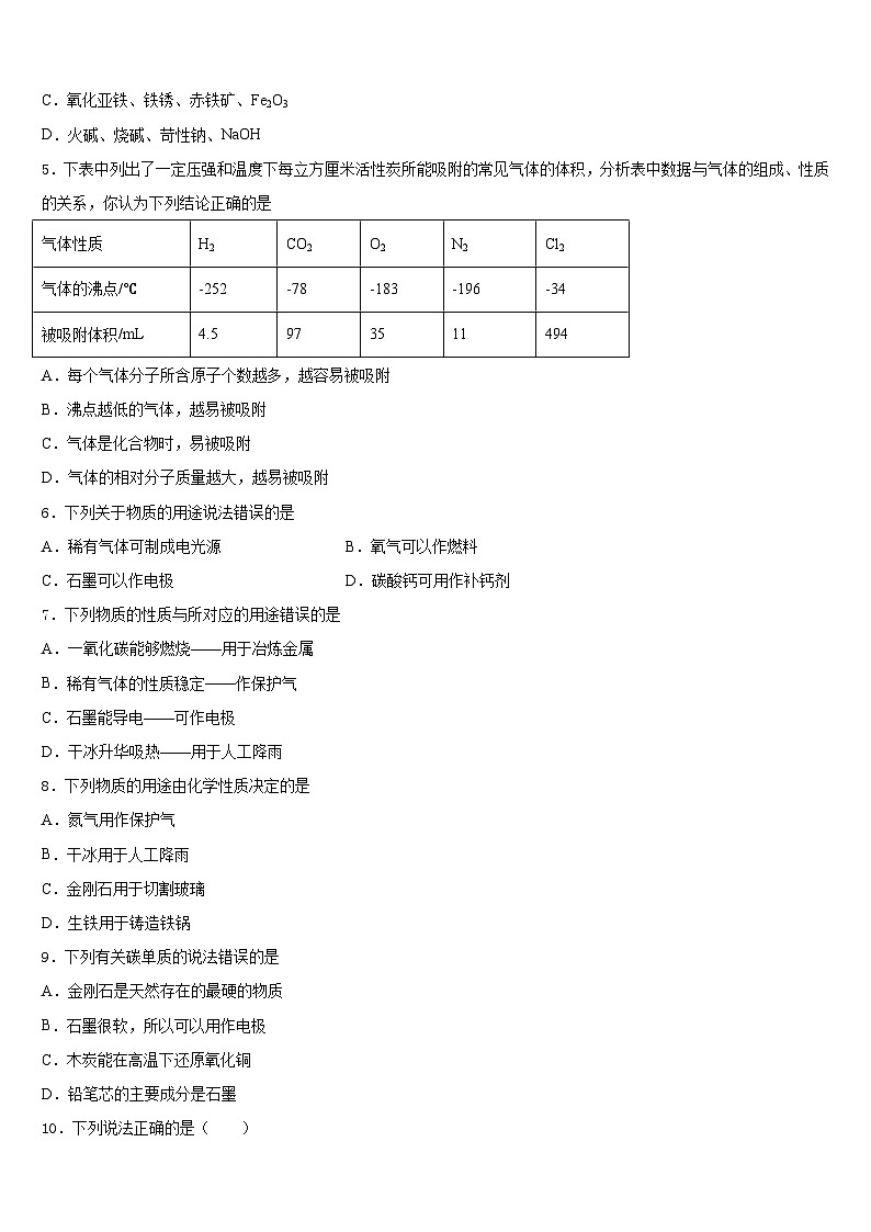 2023-2024学年山西省太原市名校九上化学期末经典模拟试题含答案02