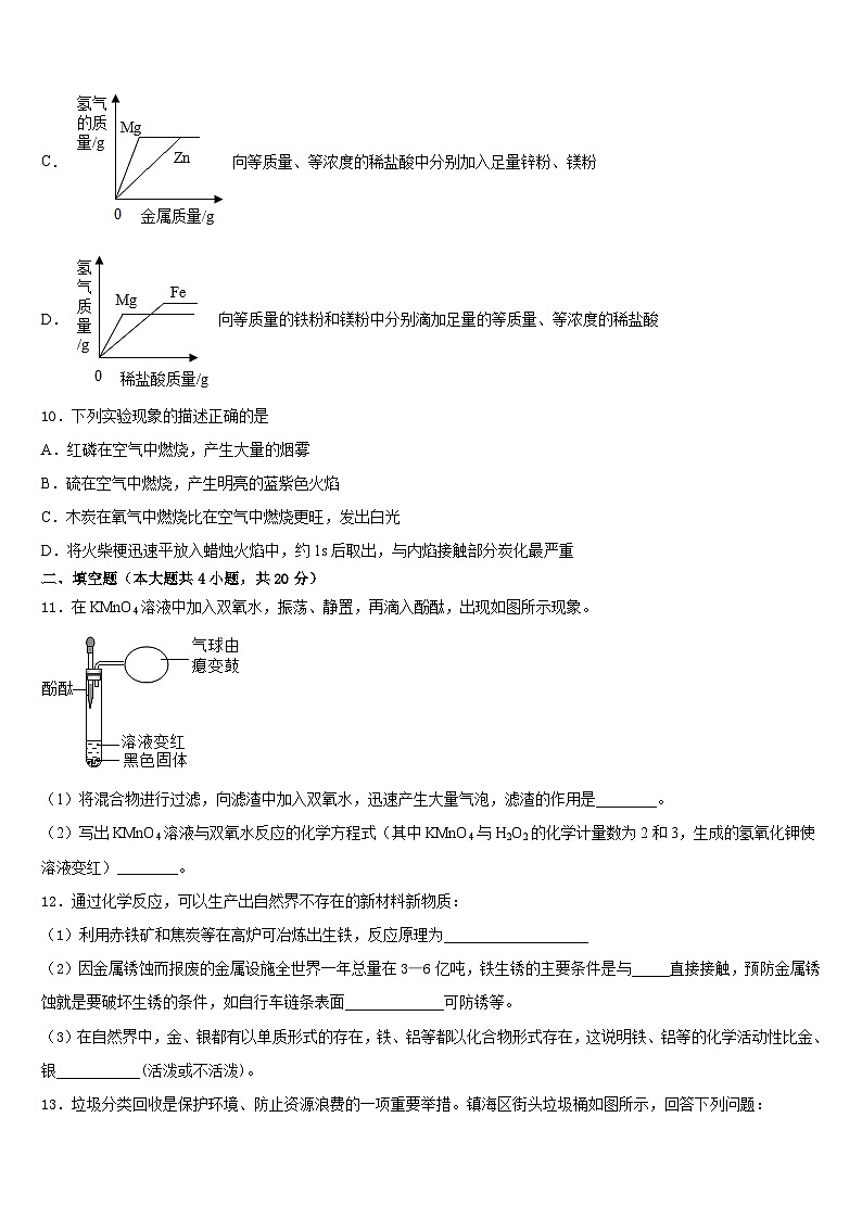 2023-2024学年山西省临汾市忻州师范院附属外国语中学九年级化学第一学期期末调研模拟试题含答案第3页