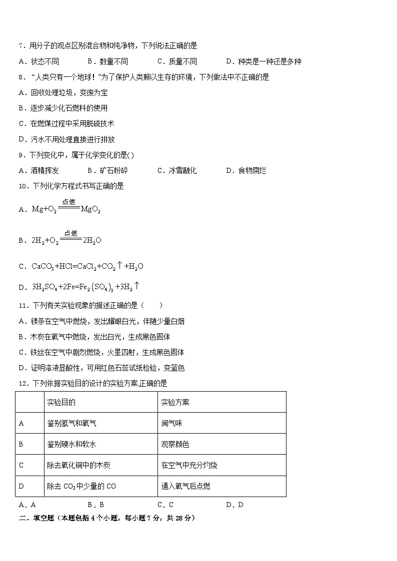 2023-2024学年广东省广州市白云区广外外学校化学九上期末经典试题含答案03