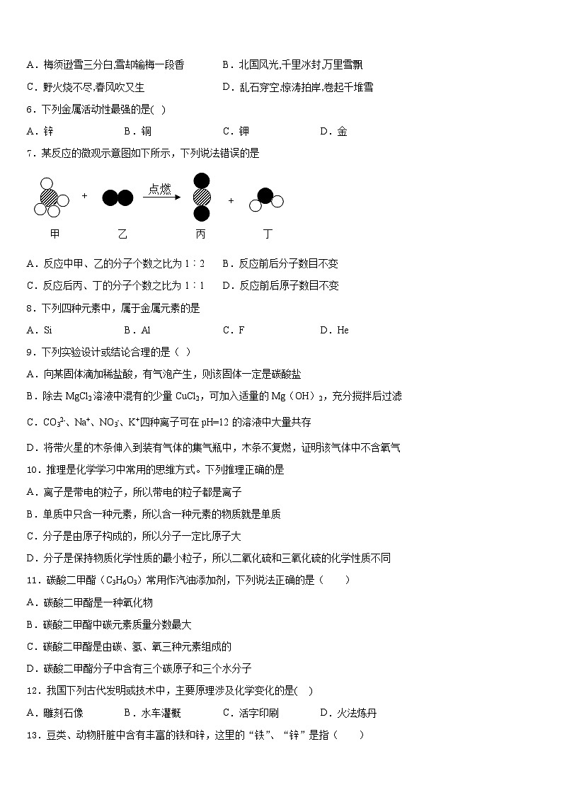 2023-2024学年广东省广州中学化学九年级第一学期期末达标检测模拟试题含答案第2页