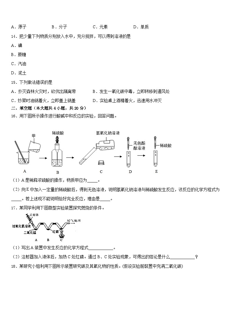 2023-2024学年广东省广州中学化学九年级第一学期期末达标检测模拟试题含答案第3页