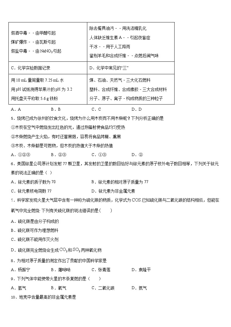 2023-2024学年广东省横沥中学九上化学期末考试模拟试题含答案第2页