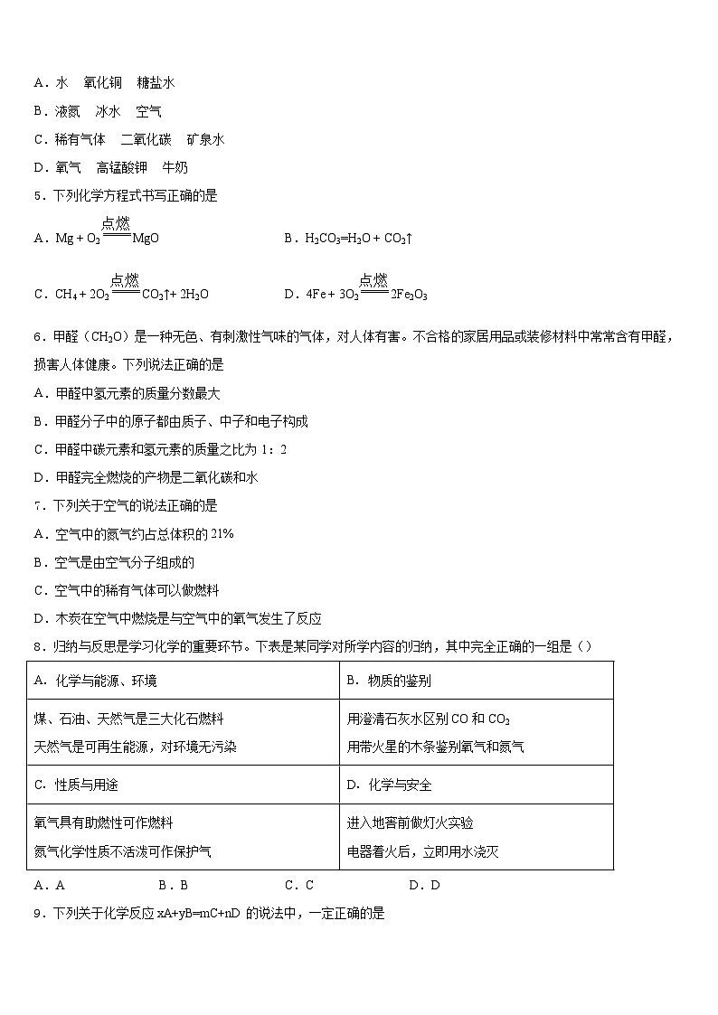 2023-2024学年广东省梅州市五华县化学九上期末预测试题含答案第2页