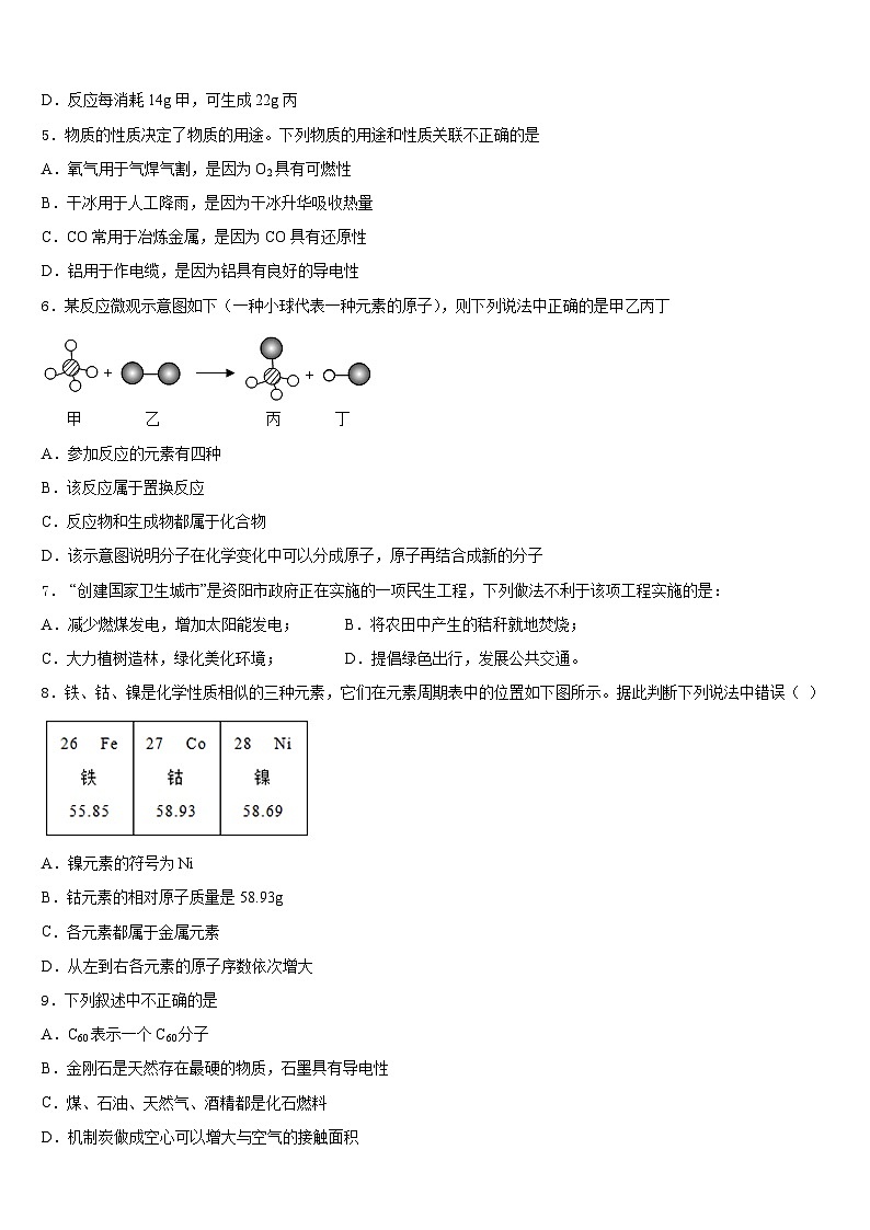 2023-2024学年广东省深圳市育才一中学初化学九年级第一学期期末复习检测试题含答案第2页