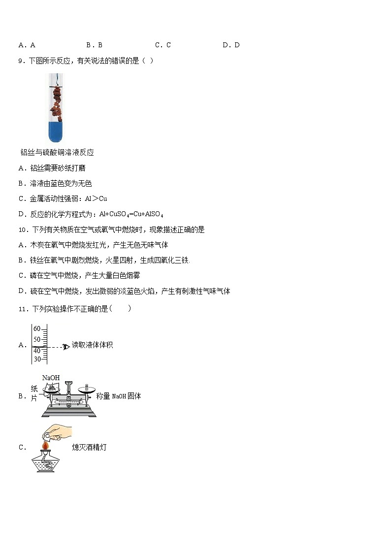 2023-2024学年广东省深圳市百合外国语学校九年级化学第一学期期末质量跟踪监视试题含答案第3页