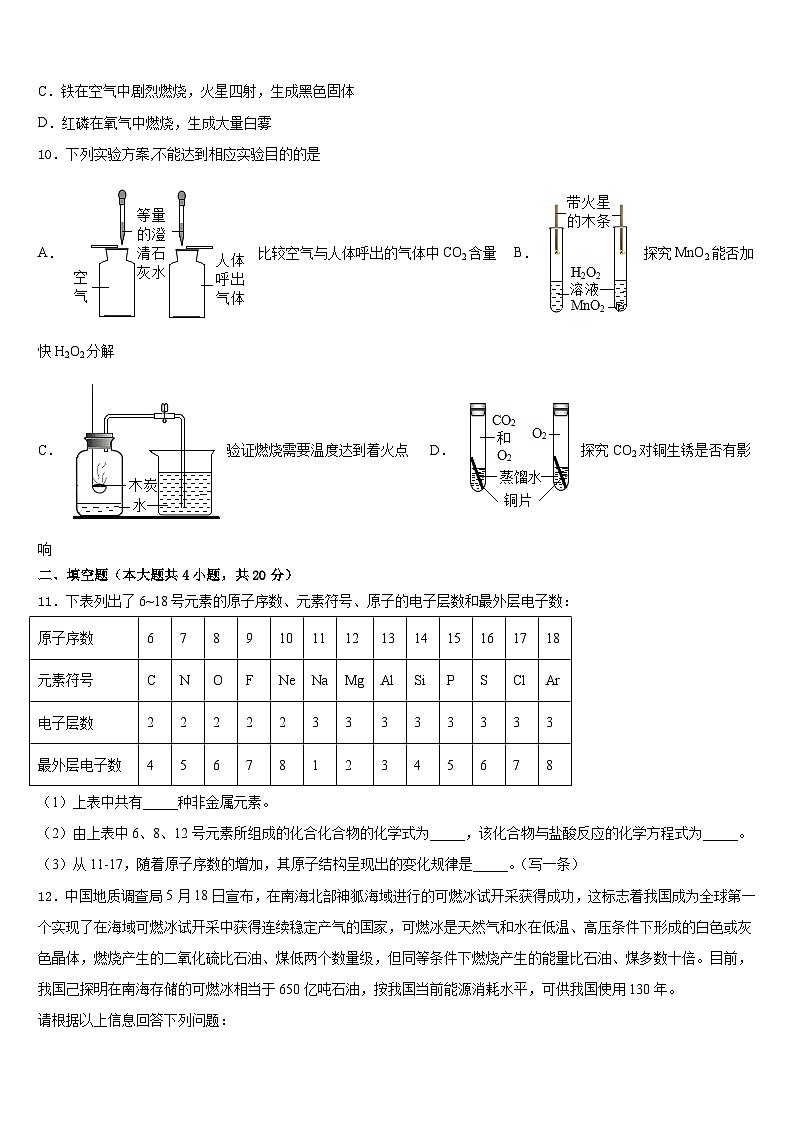 2023-2024学年广州越秀区五校联考九年级化学第一学期期末达标测试试题含答案第3页