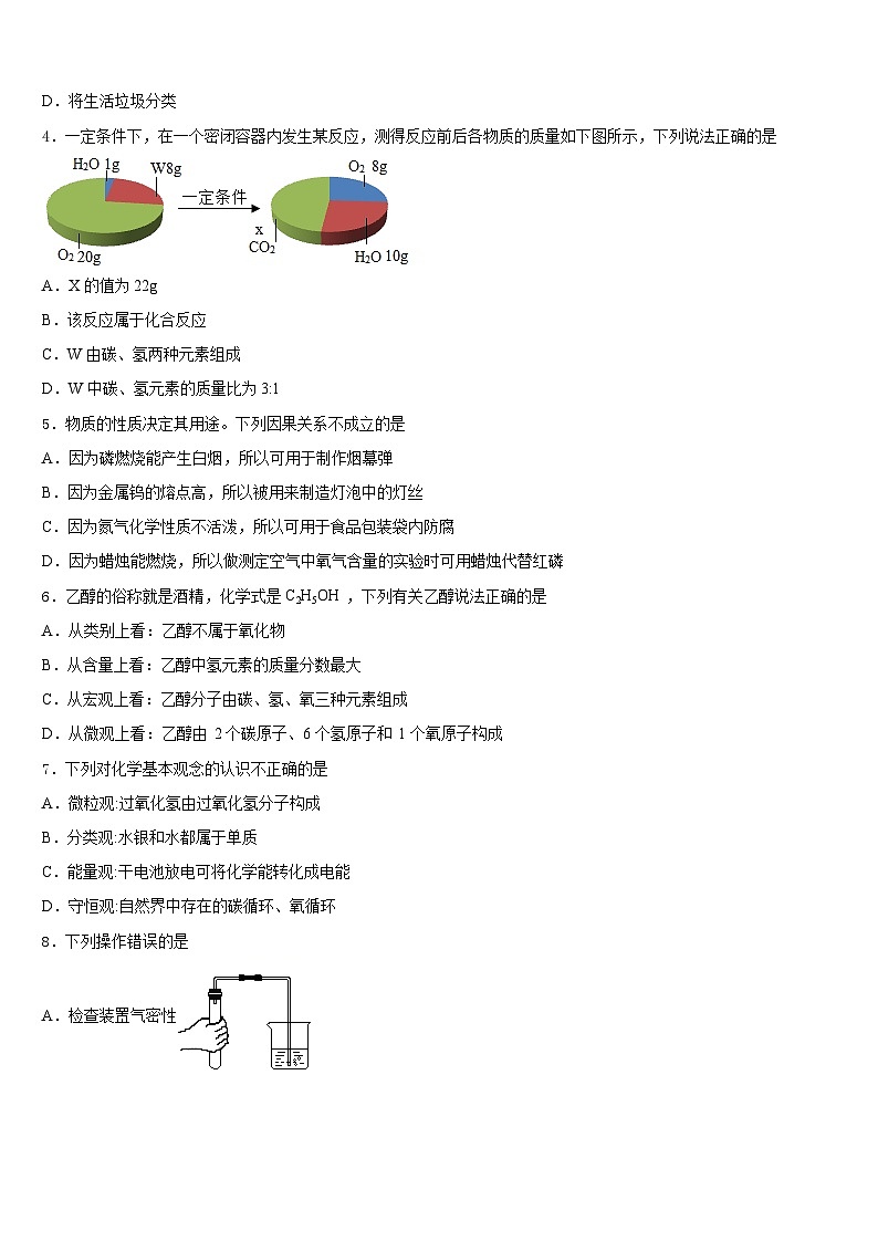 2023-2024学年江苏省大丰区万盈镇沈灶初级中学九上化学期末检测试题含答案第2页