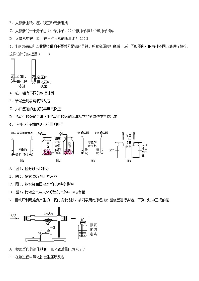 2023-2024学年江苏省南京市溧水区化学九上期末教学质量检测试题含答案02