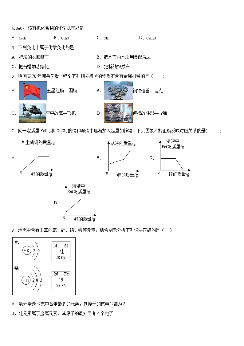 2023-2024学年江苏省南京市宁海五十中学九年级化学第一学期期末统考模拟试题含答案第2页