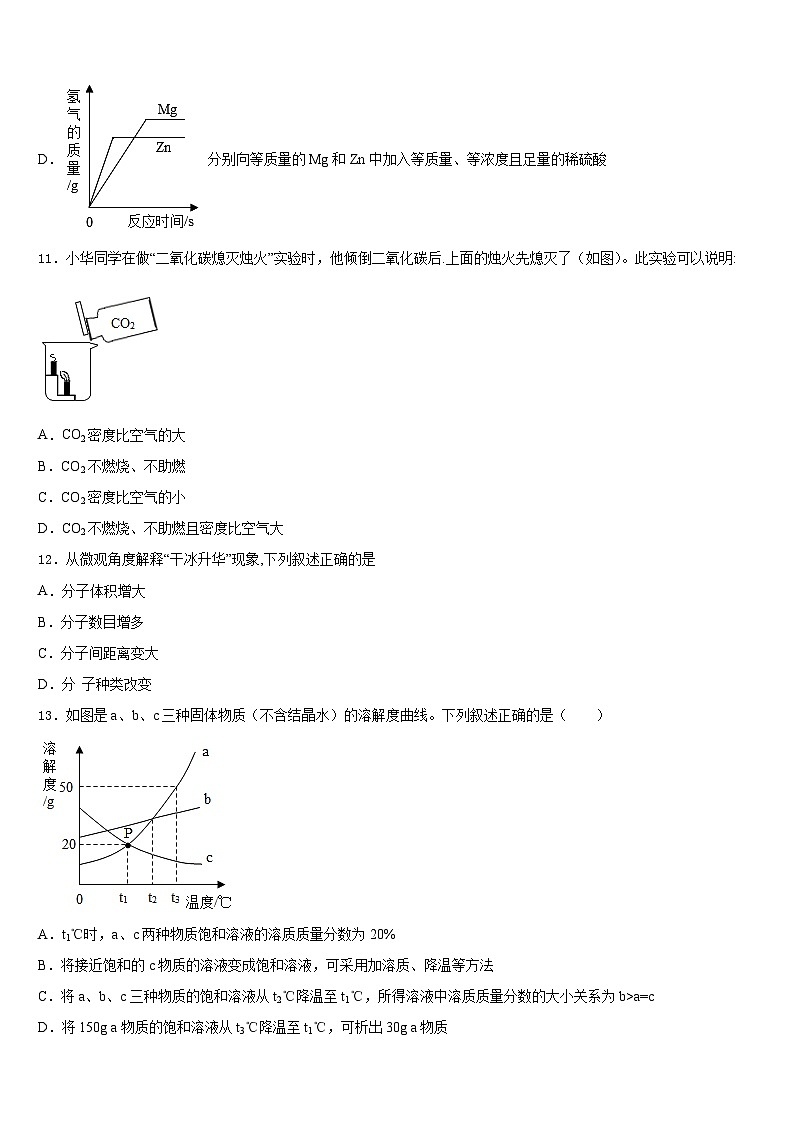 2023-2024学年江苏省南师大附中树人学校化学九上期末达标检测试题含答案03