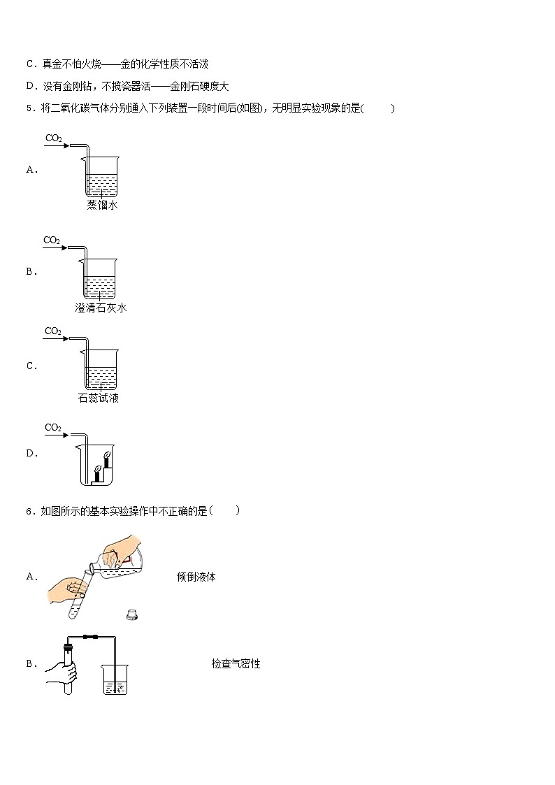 2023-2024学年江苏省常州市金坛区化学九上期末达标检测试题含答案02