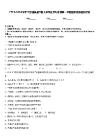 2023-2024学年江苏省徐州市树人中学化学九年级第一学期期末检测模拟试题含答案