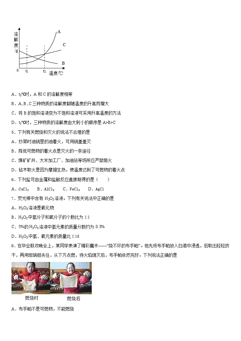 2023-2024学年江苏省扬州宝应县联考化学九年级第一学期期末综合测试试题含答案第2页