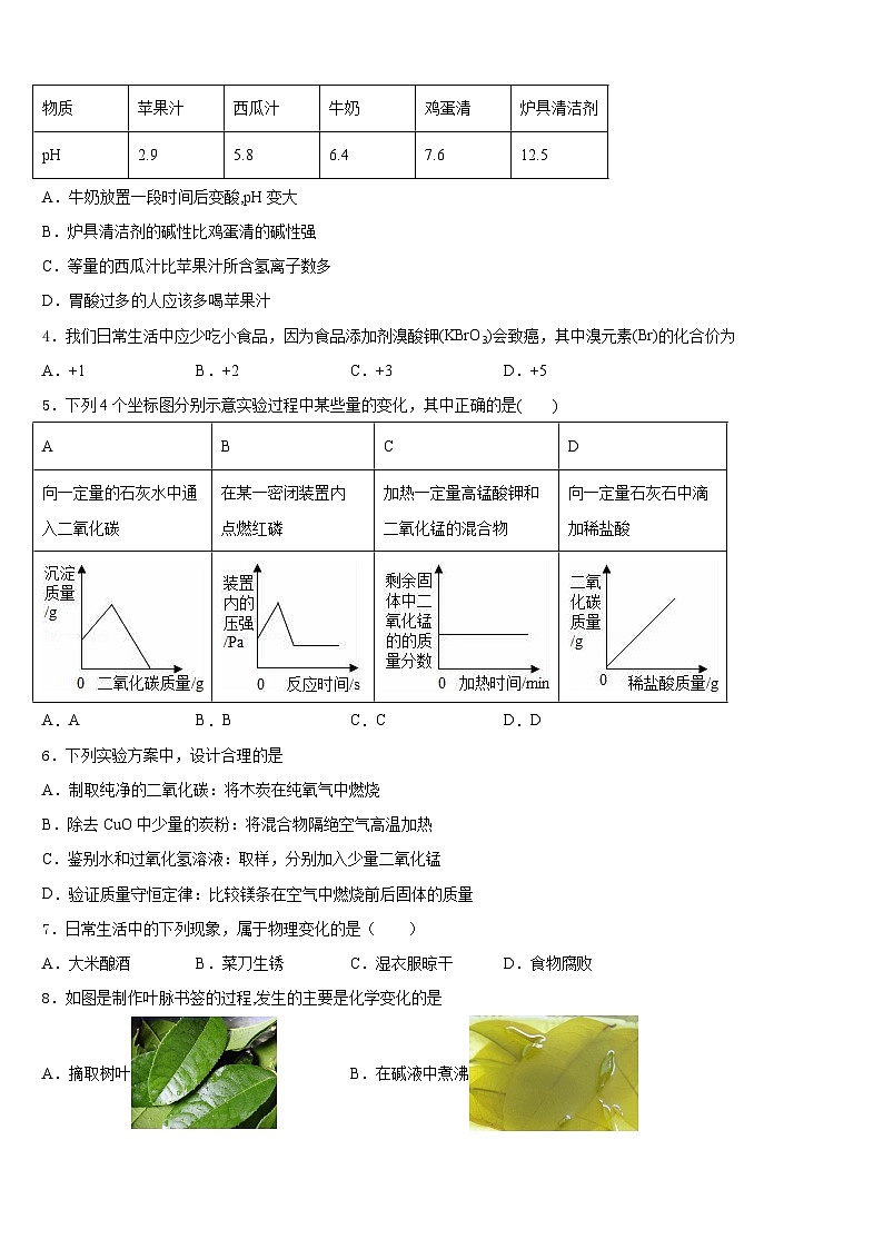 2023-2024学年江苏省扬州市邗江区化学九年级第一学期期末统考试题含答案第2页
