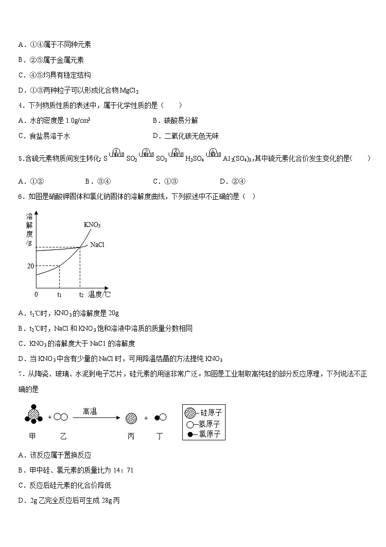 2023-2024学年江苏省扬州市枣林湾学校九年级化学第一学期期末检测试题含答案第2页