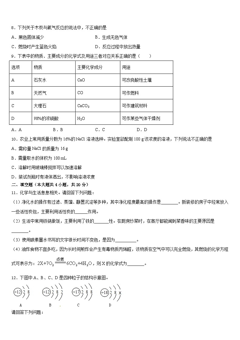 2023-2024学年江苏省扬州市枣林湾学校九年级化学第一学期期末检测试题含答案第3页