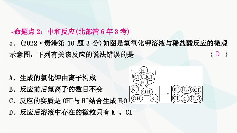 鲁教版中考化学复习第七单元常见的酸和碱第二节溶液的酸碱性和酸碱中和反应课件第6页