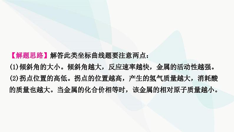 鲁教版中考化学复习第九单元金属重难突破12金属与酸反应的坐标曲线课件第5页