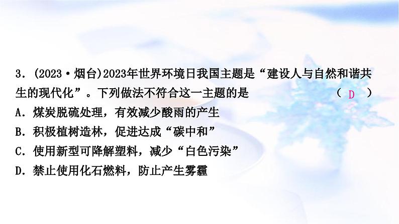 鲁教版中考化学复习题型突破一化学与材料、能源、健康、环境、安全课件第5页