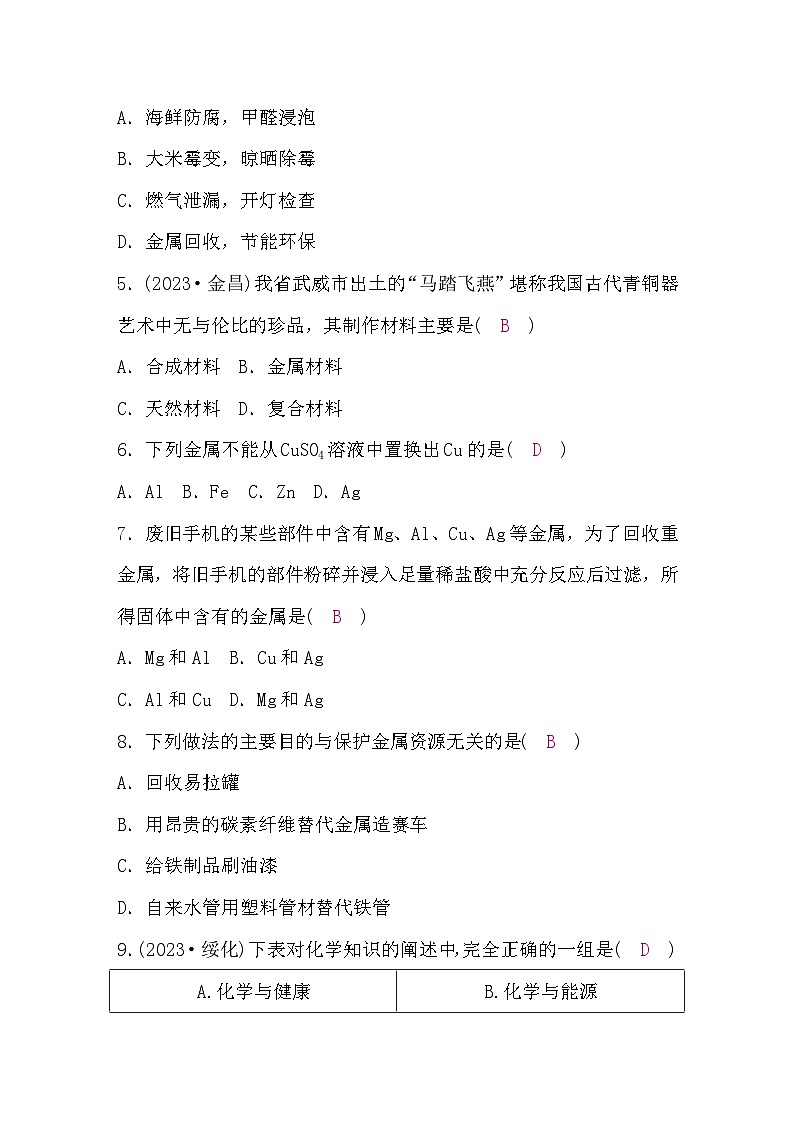 鲁教版中考化学复习限时练四(第九～十一单元)含答案第2页