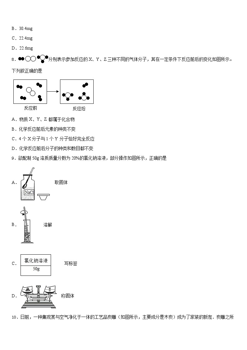 2023-2024学年安徽省合肥市第四十六中学化学九年级第一学期期末学业水平测试试题含答案03