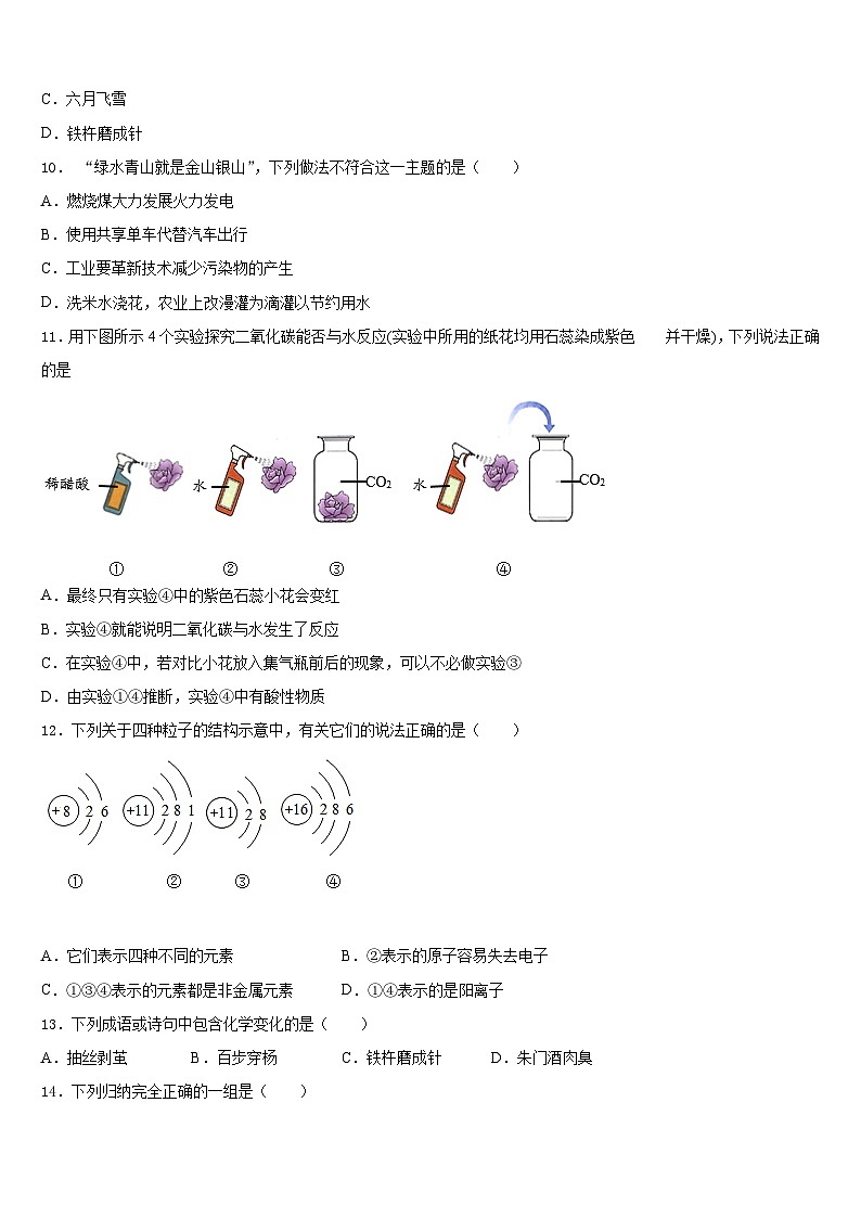 2023-2024学年广东省江门市培英初级中学九上化学期末学业水平测试试题含答案第3页