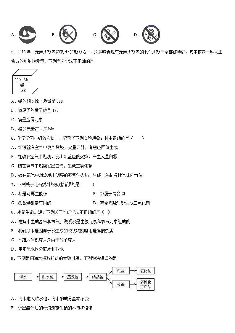 2023-2024学年江苏省扬州市刊江实验学校化学九上期末学业水平测试模拟试题含答案第2页