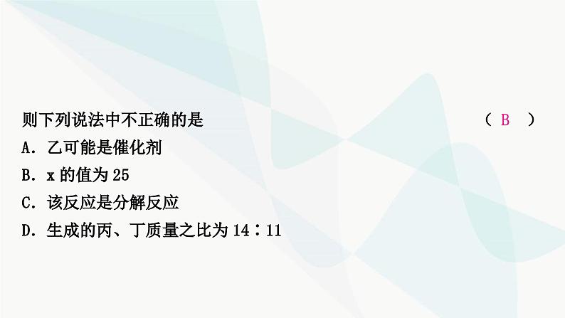 鲁教版中考化学复习第五单元定量研究化学反应重难突破4质量守恒定律的应用课件第5页