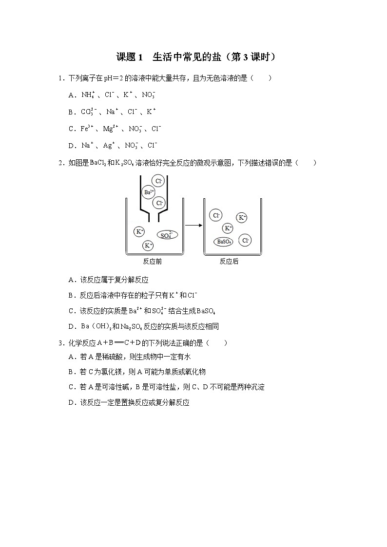 11.1-3[练习·能力提升]生活中常见的盐（第3课时）第1页