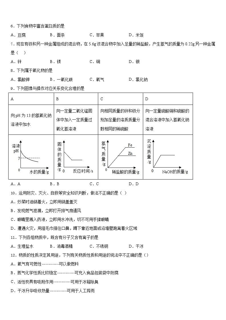 2023-2024学年江苏省江阴市澄西片九年级化学第一学期期末调研模拟试题含答案第2页
