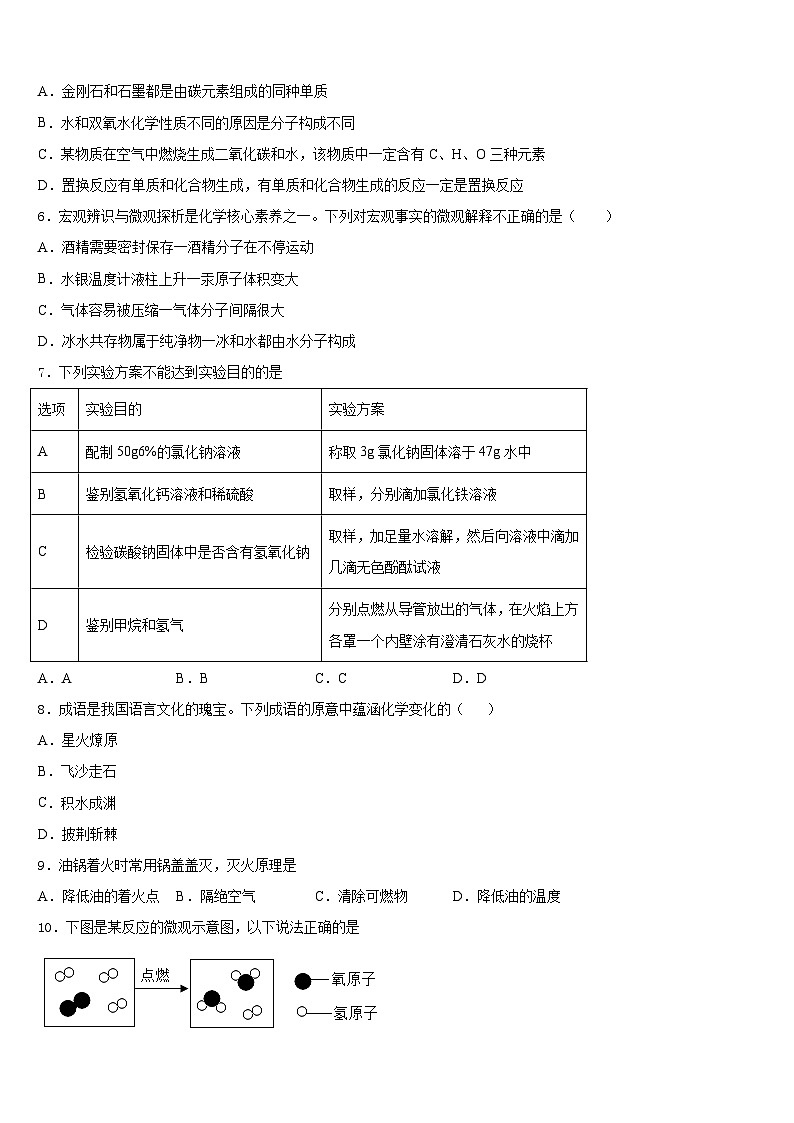 2023-2024学年江苏省沭阳县化学九上期末统考模拟试题含答案02