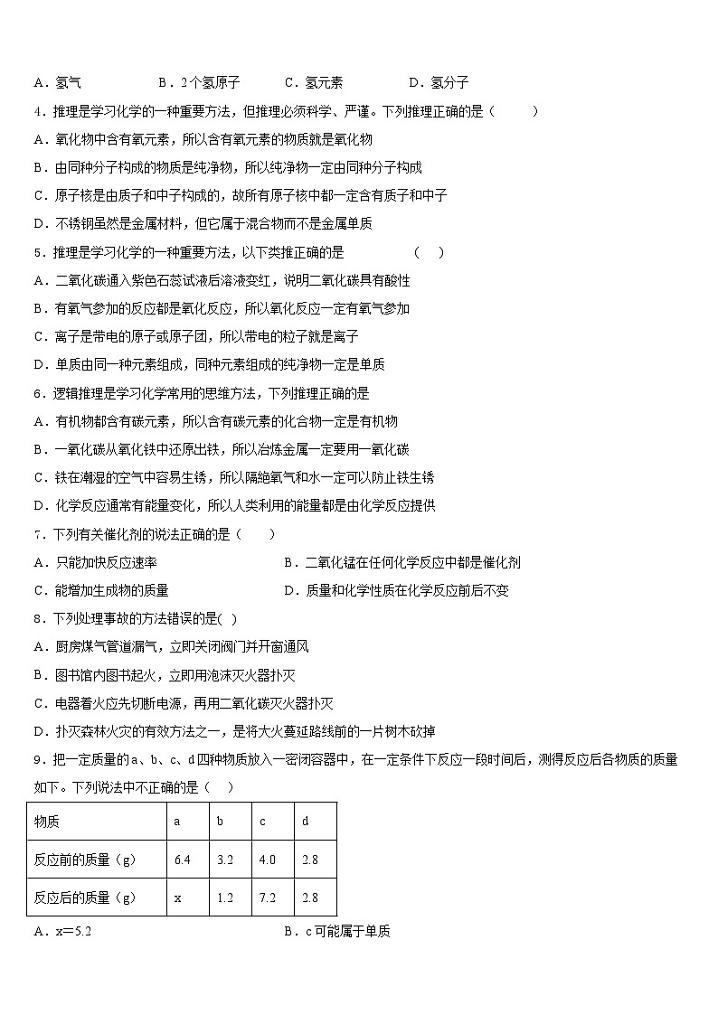 2023-2024学年江苏省无锡市港下中学化学九上期末联考试题含答案第2页
