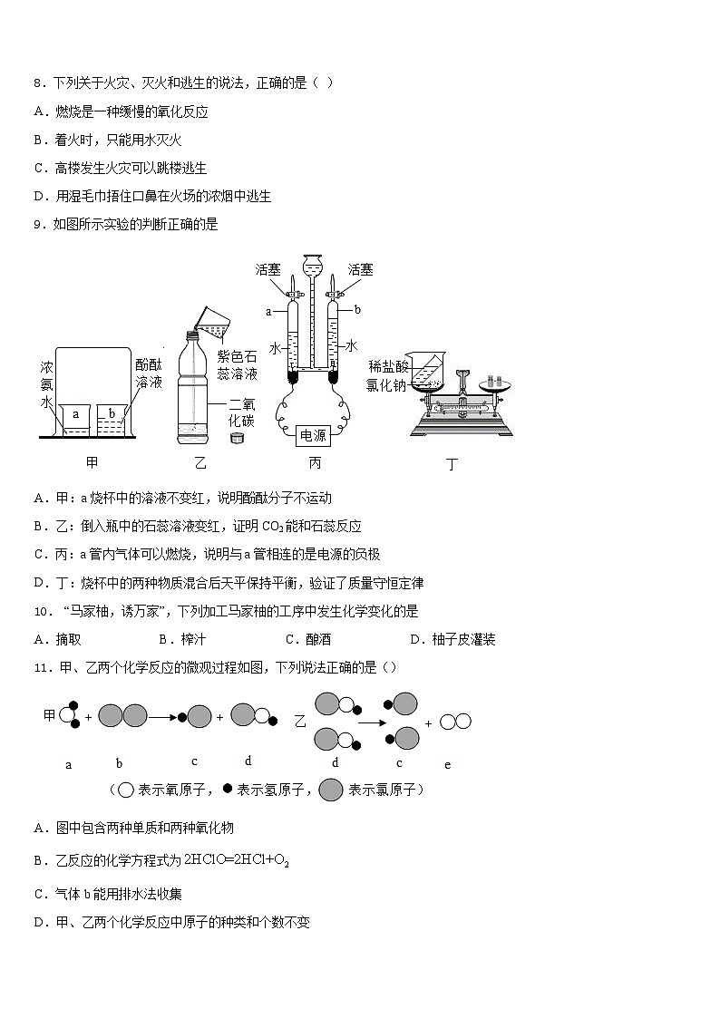 2023-2024学年江苏省无锡市江阴市长泾片化学九上期末达标测试试题含答案第3页