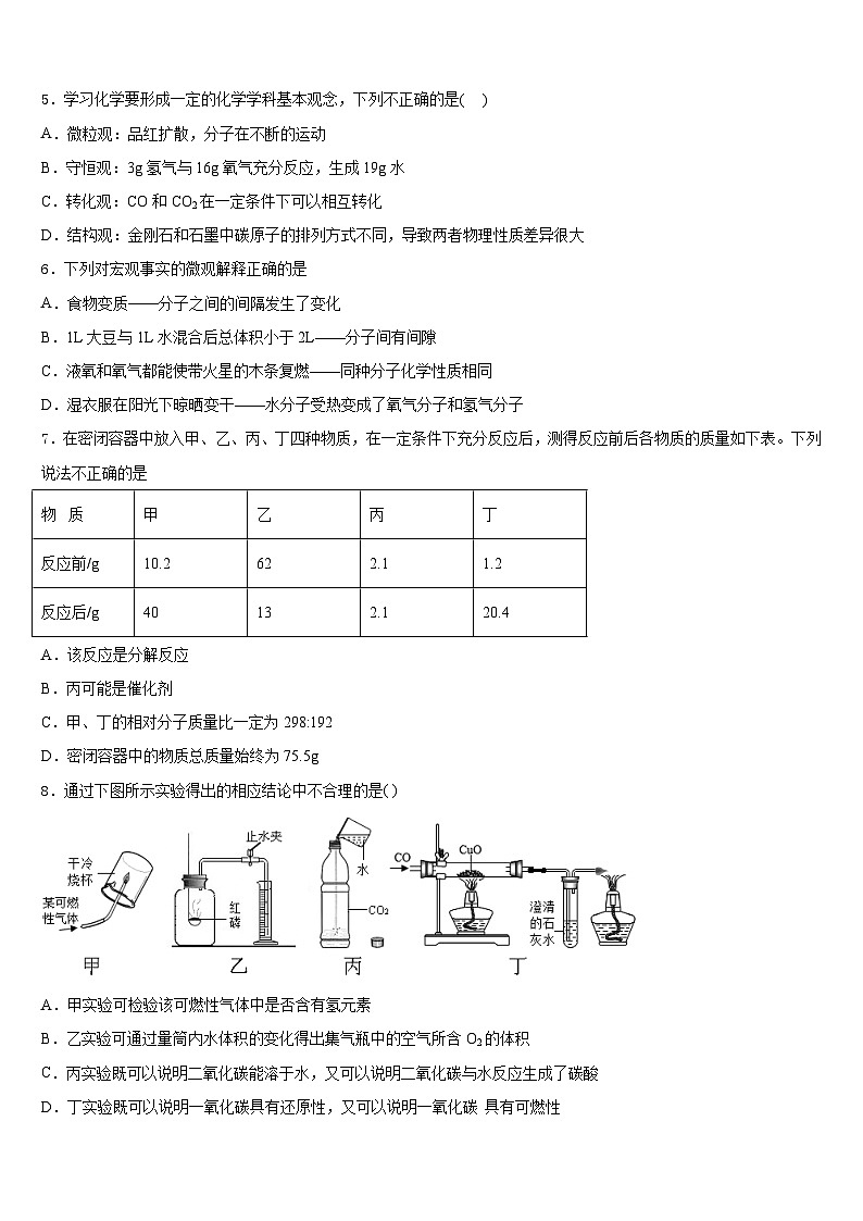 2023-2024学年江苏省无锡市桃溪中学九上化学期末质量检测试题含答案02