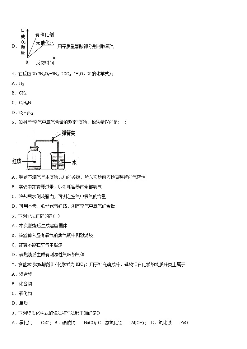 2023-2024学年江苏省无锡市敔山湾实验学校九上化学期末达标检测模拟试题含答案02