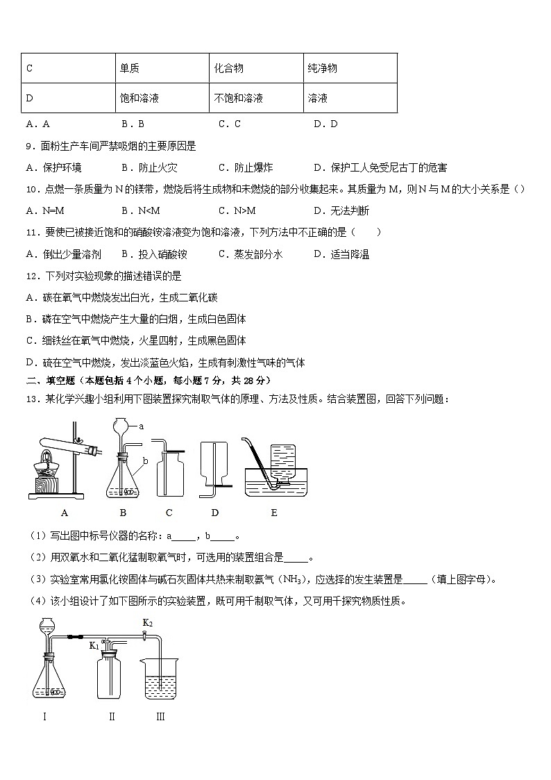 2023-2024学年江苏省泰兴市城黄北区教研中学心化学九年级第一学期期末监测模拟试题含答案第3页