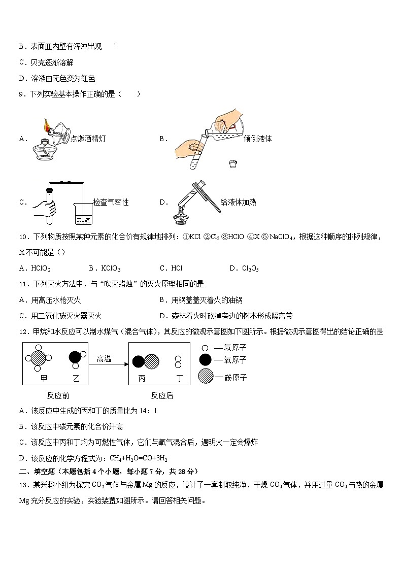 2023-2024学年江苏省泰兴市老叶初级中学化学九上期末考试模拟试题含答案第3页