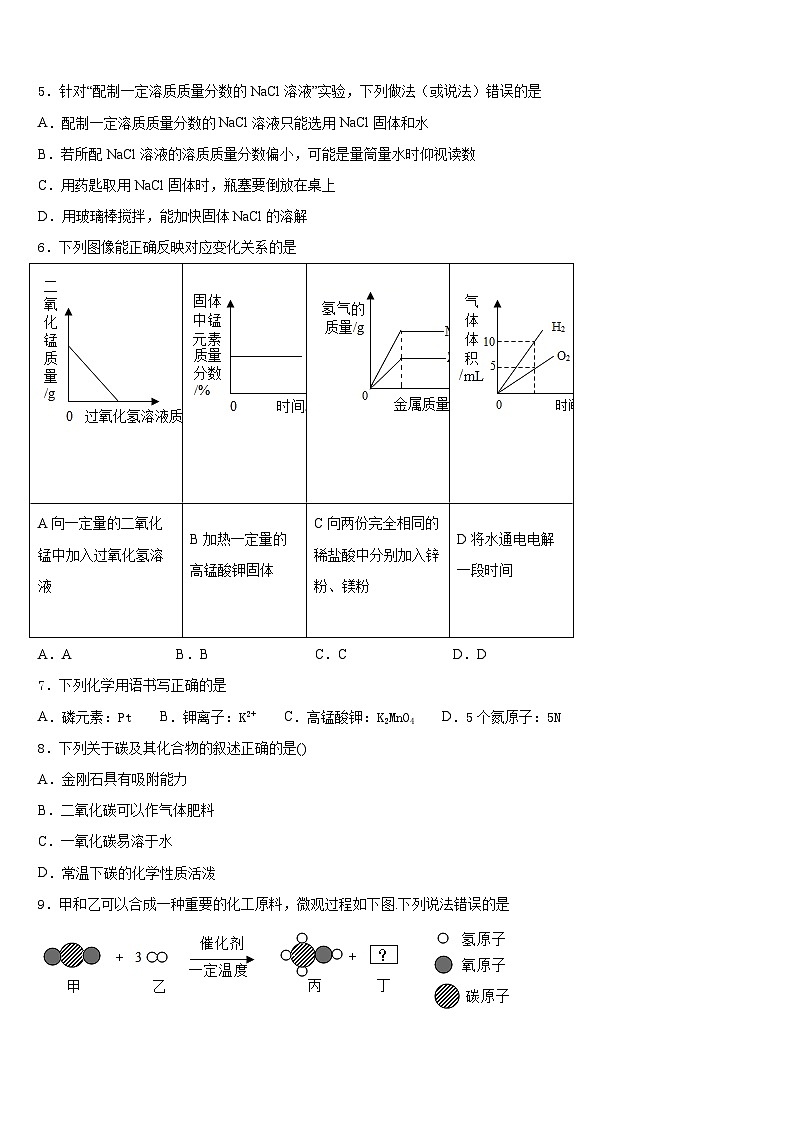2023-2024学年江苏省盐城市大丰区新丰初级中学九年级化学第一学期期末考试试题含答案第2页