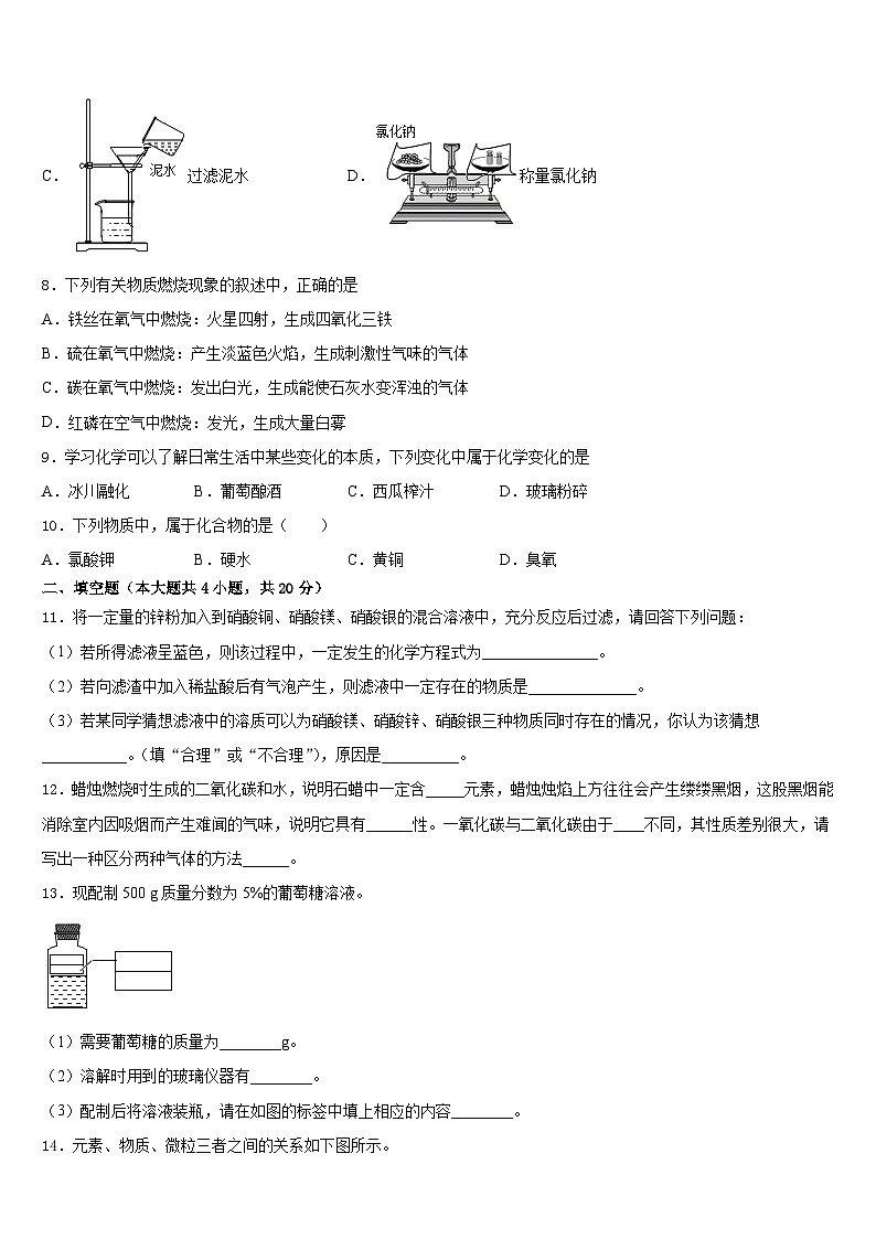 2023-2024学年江苏省连云港市新海实验中学化学九年级第一学期期末质量检测试题含答案03