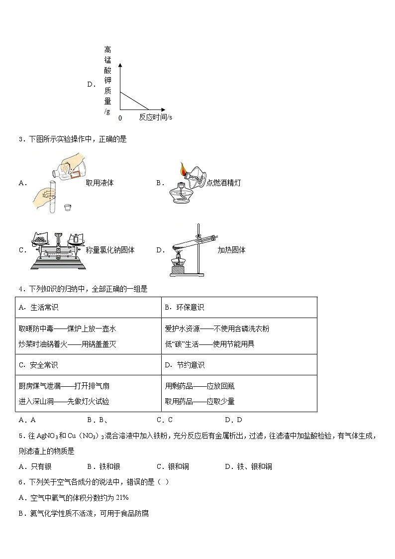 2023-2024学年江苏省苏州市、常熟市九上化学期末学业质量监测试题含答案第2页