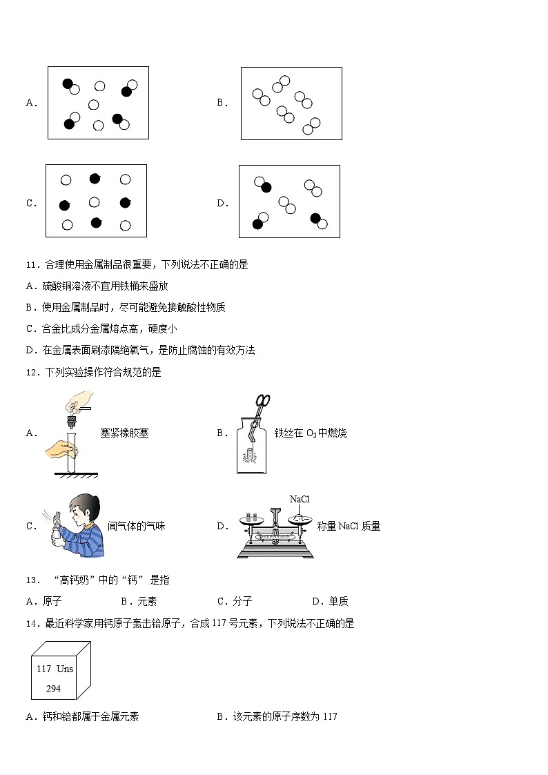 2023-2024学年江苏省苏州市新区一中学九年级化学第一学期期末质量跟踪监视试题含答案第3页
