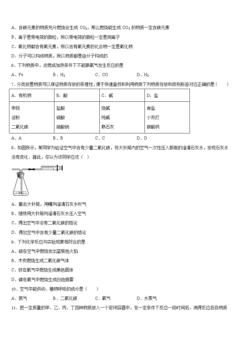2023-2024学年江苏省盐城市解放路实验学校九上化学期末达标测试试题含答案02