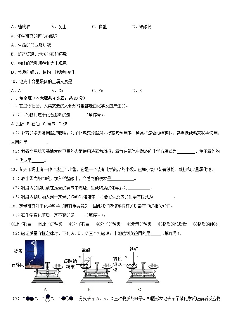 2023-2024学年江西省抚州市临川区第四中学化学九上期末复习检测模拟试题含答案第3页